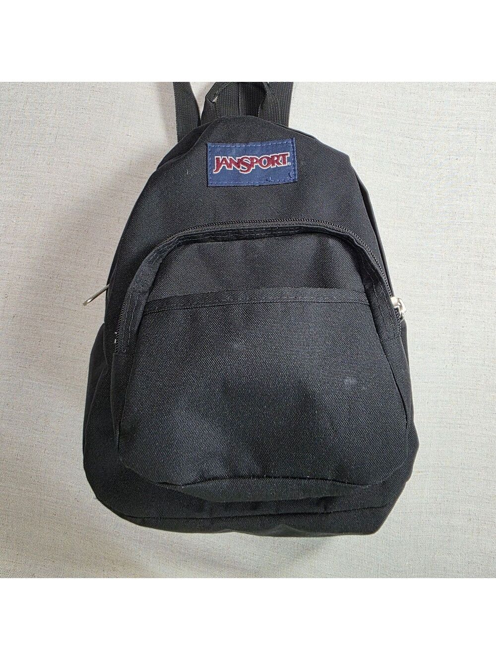 JanSport Half Pint Mini Backpack Black Zipper Shoulder Bag Small Purse Handbag
